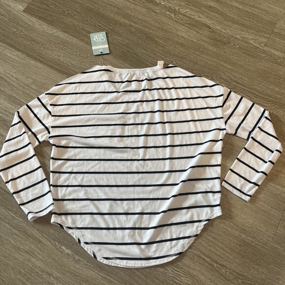 CHASER Open Shoulder Tee Size Small Striped Long sleeve Blouse T-shirt NWT - Picture 4 of 4